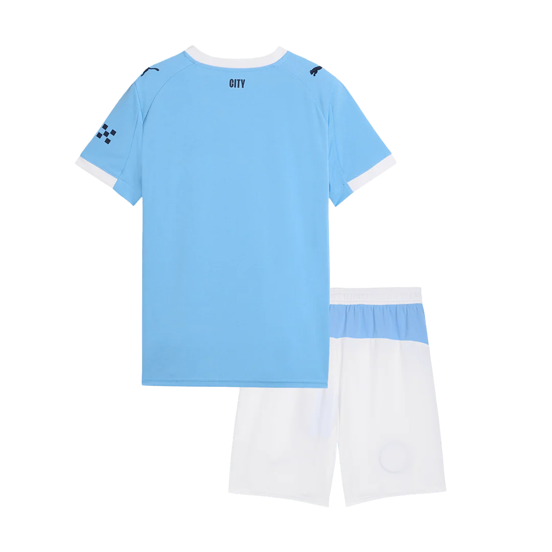 Manchester City Kid's Home Soccer Jersey Kit (Jersey+Shorts) 2025/26 Blue