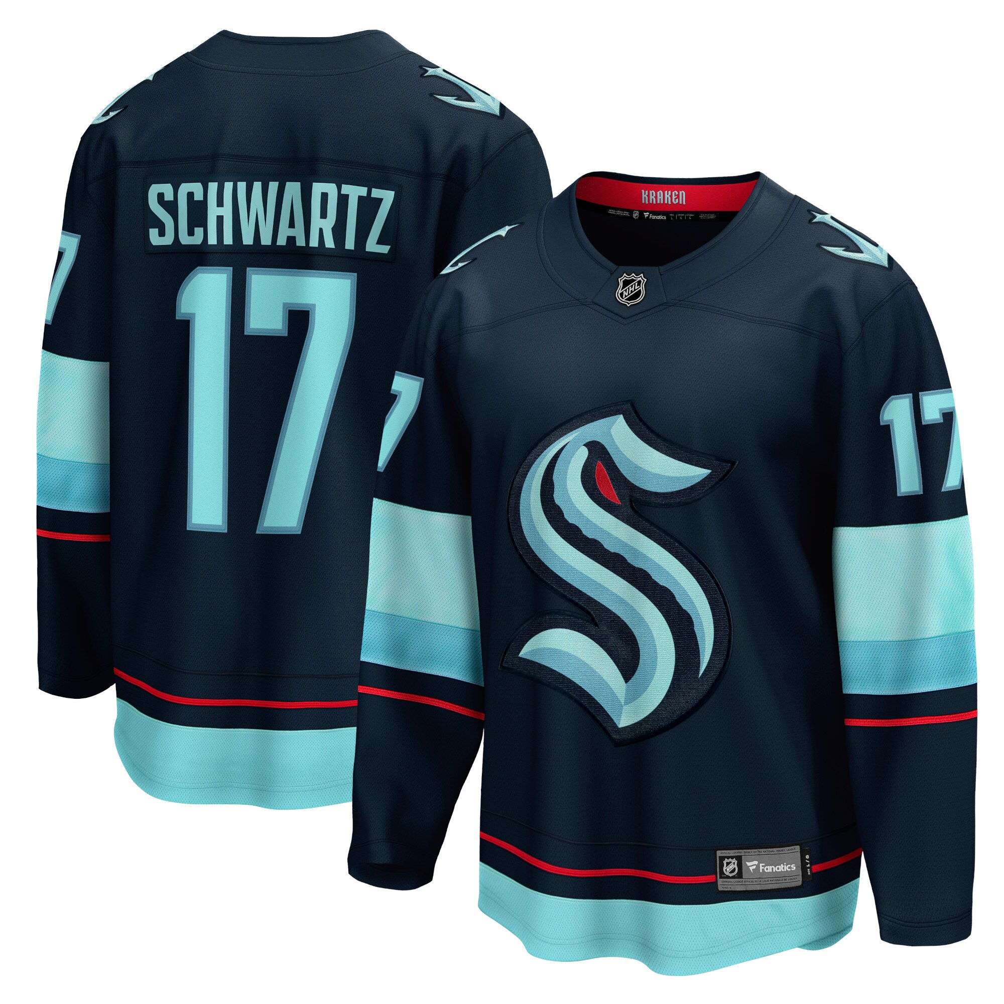 Jaden Schwartz Seattle Kraken Fanatics Home Breakaway   Jersey – Navy