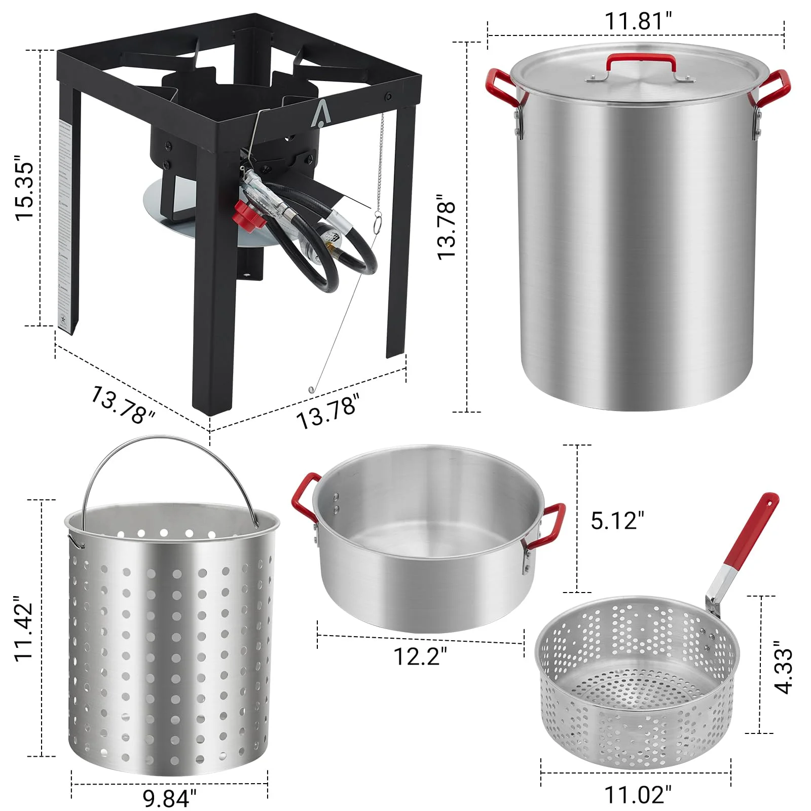 Soonbuy 30 QT Turkey Fryer Cooker Set and 10 QT Kit,50,000 BTU Aluminum Turkey Deep Fryer and Propane Burner Kit,Outdoor Propane Deep Fryers Stove Burner Stand,Baskets,Marinade Injector, Temperature Gauge