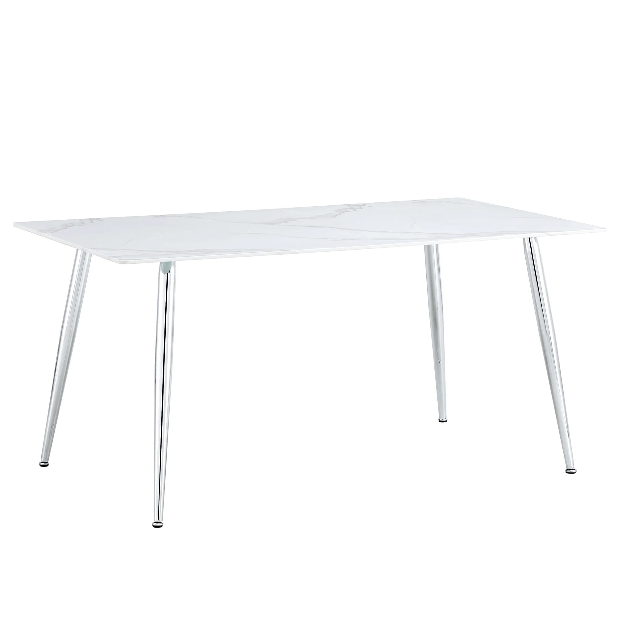 PWOPWOE Modern Minimalist Rectangular Glass Dining Table with 0.4 