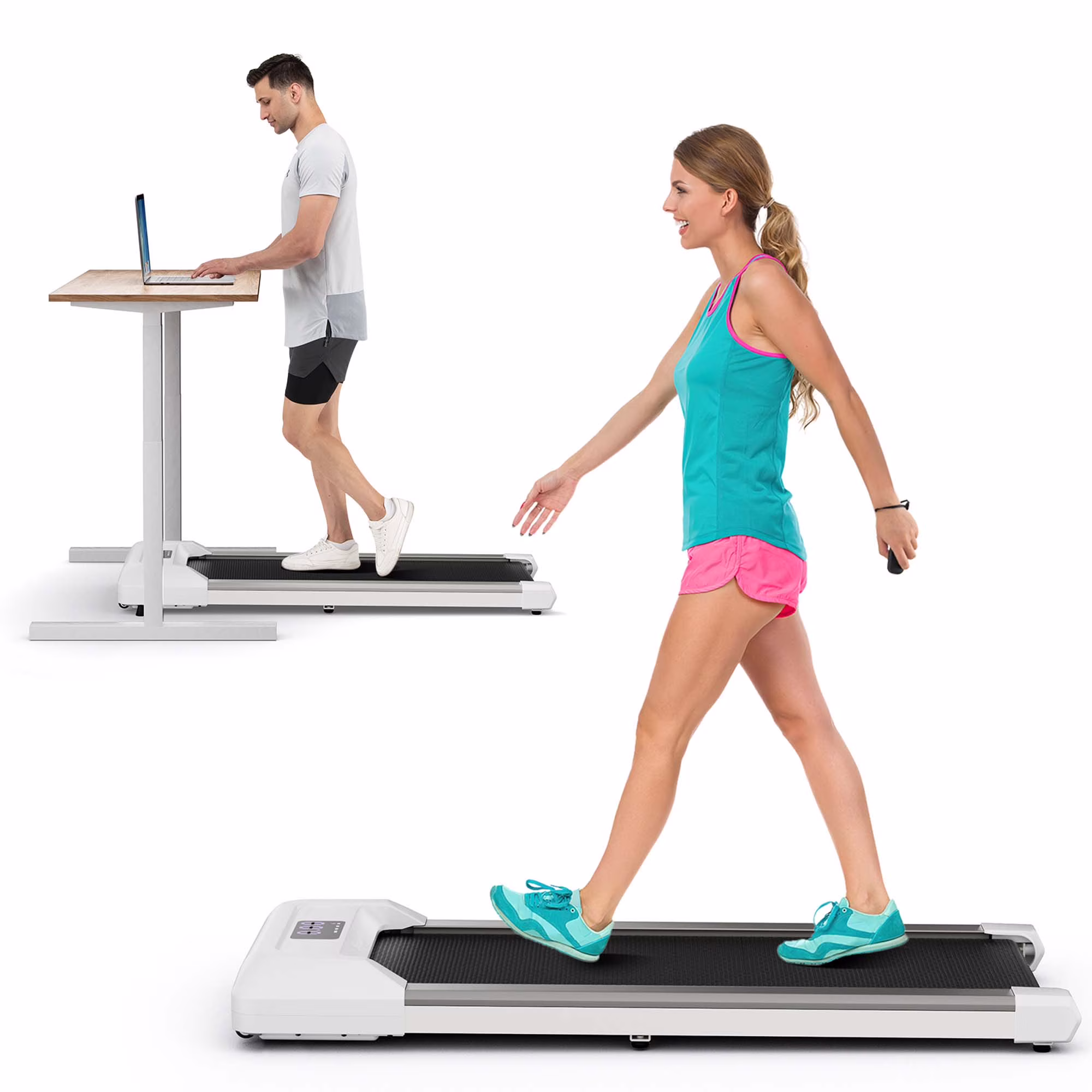 SuperFit 0.6-3.8MPH Walking Pad Under Desk Treadmill with Remote Control and LED Display Black