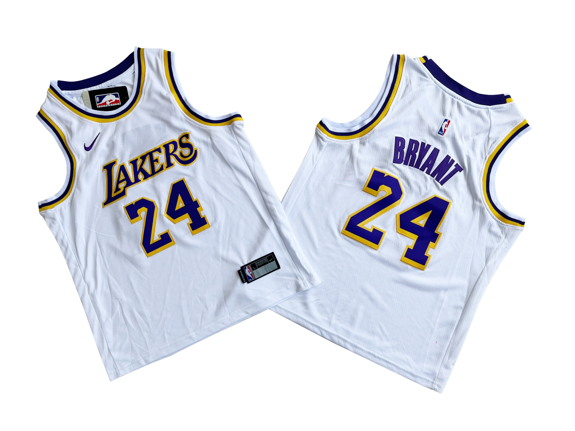 Youth Los Angeles Lakers #24 Kobe Bryant White NBA Swingman Icon Editio