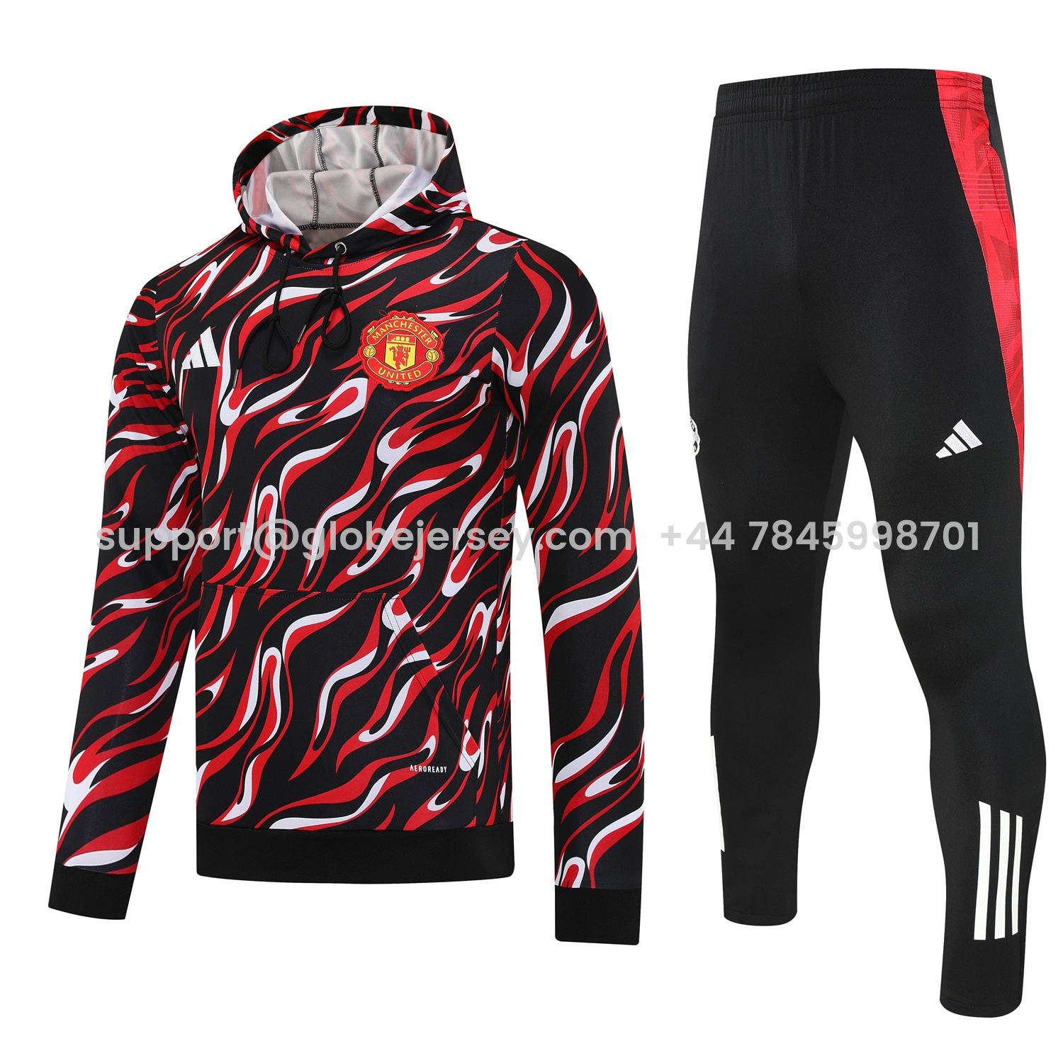 Manchester United 25-26 Traning Hoodie Set - Flowing Red Hoodie With Black Pants