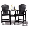 Tall Adirondack Chairs Set of 2，Outdoor Adirondack Barstools with Double Connecting Tray Patio Stools Weather Resistant for Outdoor Deck Lawn Pool Backyard,Grey
