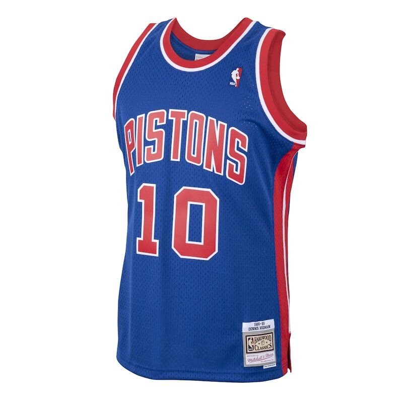 DETROIT PISTONS DENNIS RODMAN MITCHELL & NESS 1988-89 HARDWOOD CLASSICS SWINGMAN ROYAL BLUE JERSEY