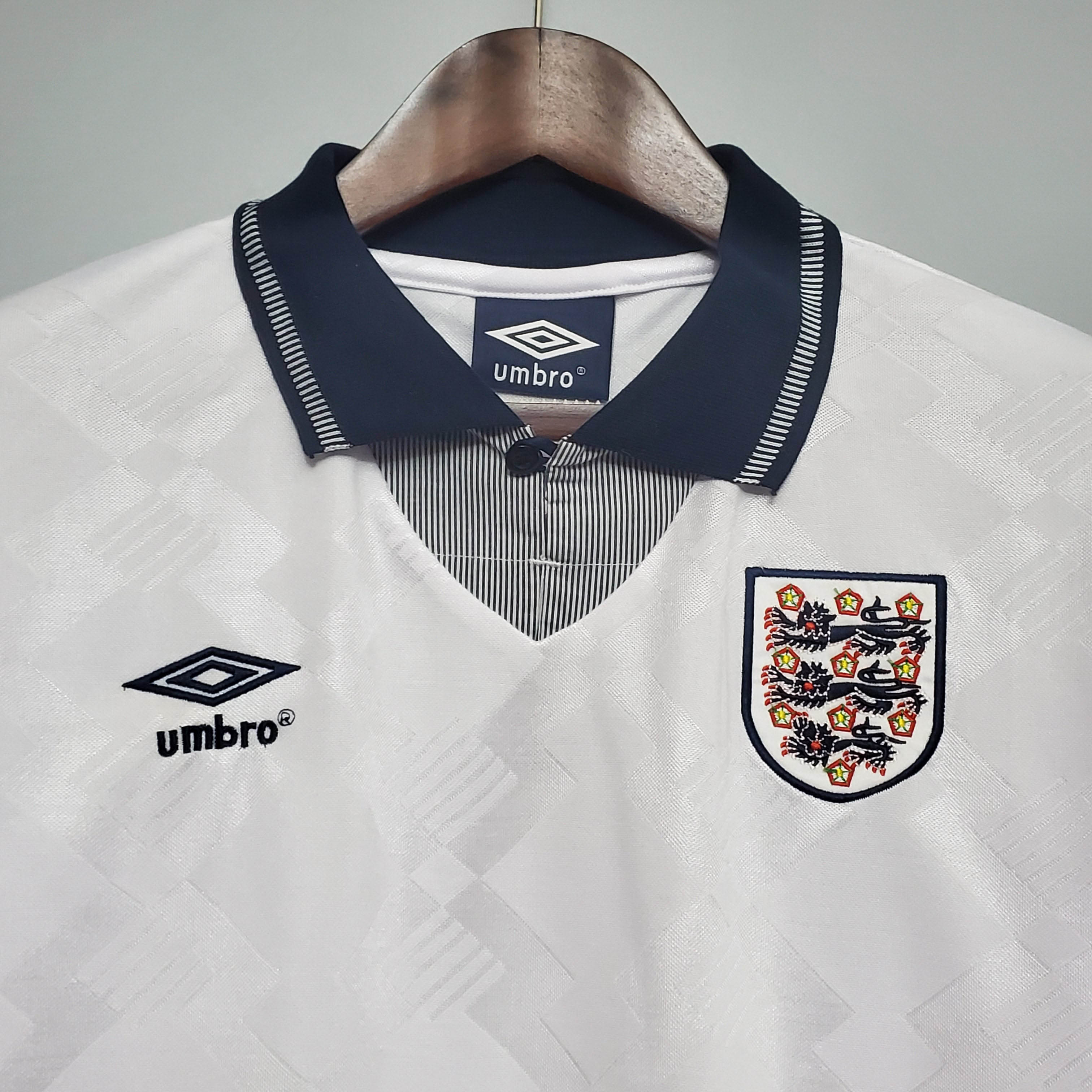 1990 Retro England Home Soccer Jersey - Fans Edition