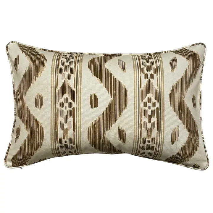 Reversible Walnut Brown and Camel Ikat Pillow