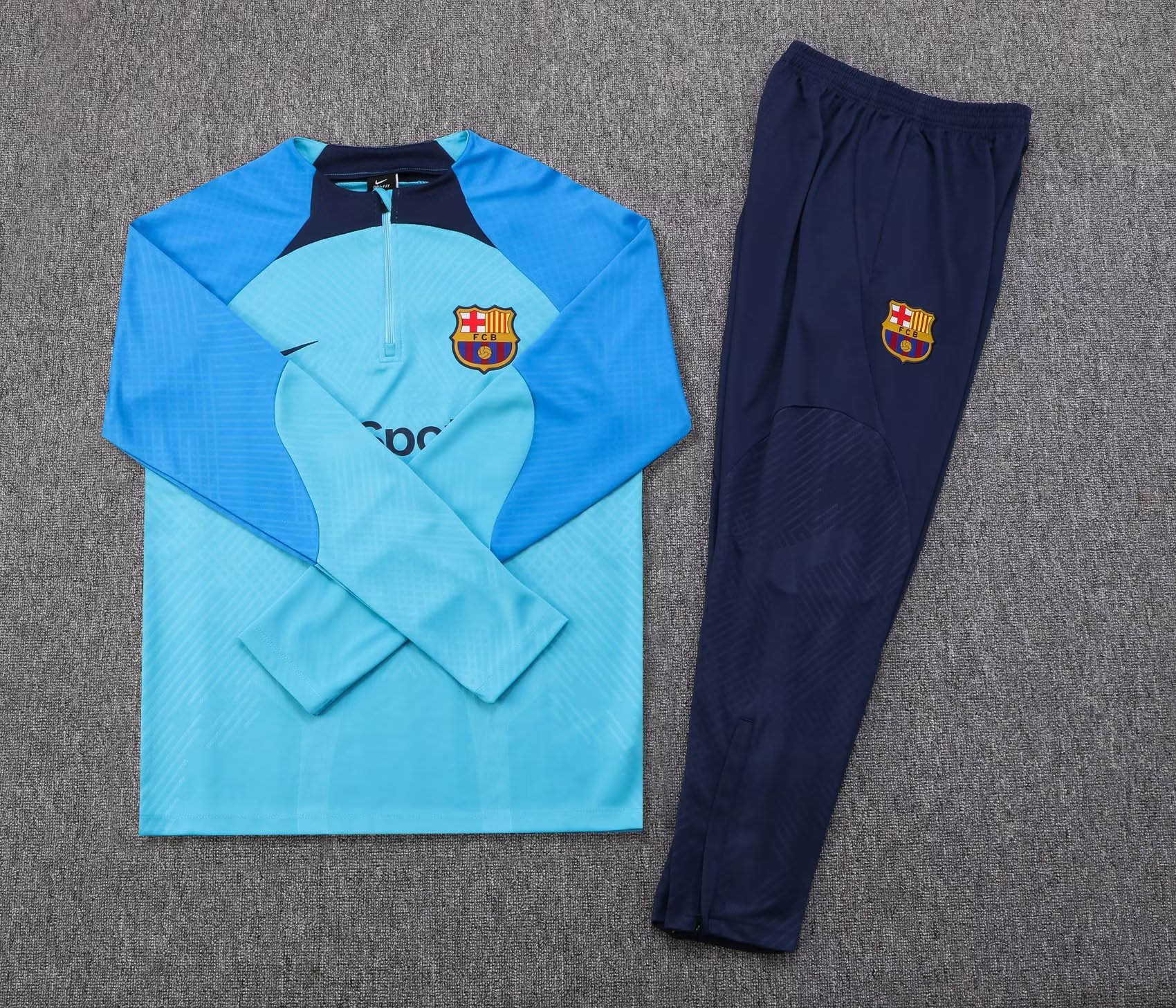 2022/2023 Barcelona Half-Pull Training Suit Blue Jersey