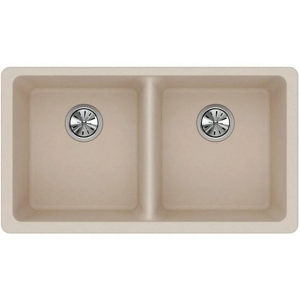 Elkay ELGU3322 White Granite Composite 33in Rectangle Double Bowl Undermount Sink