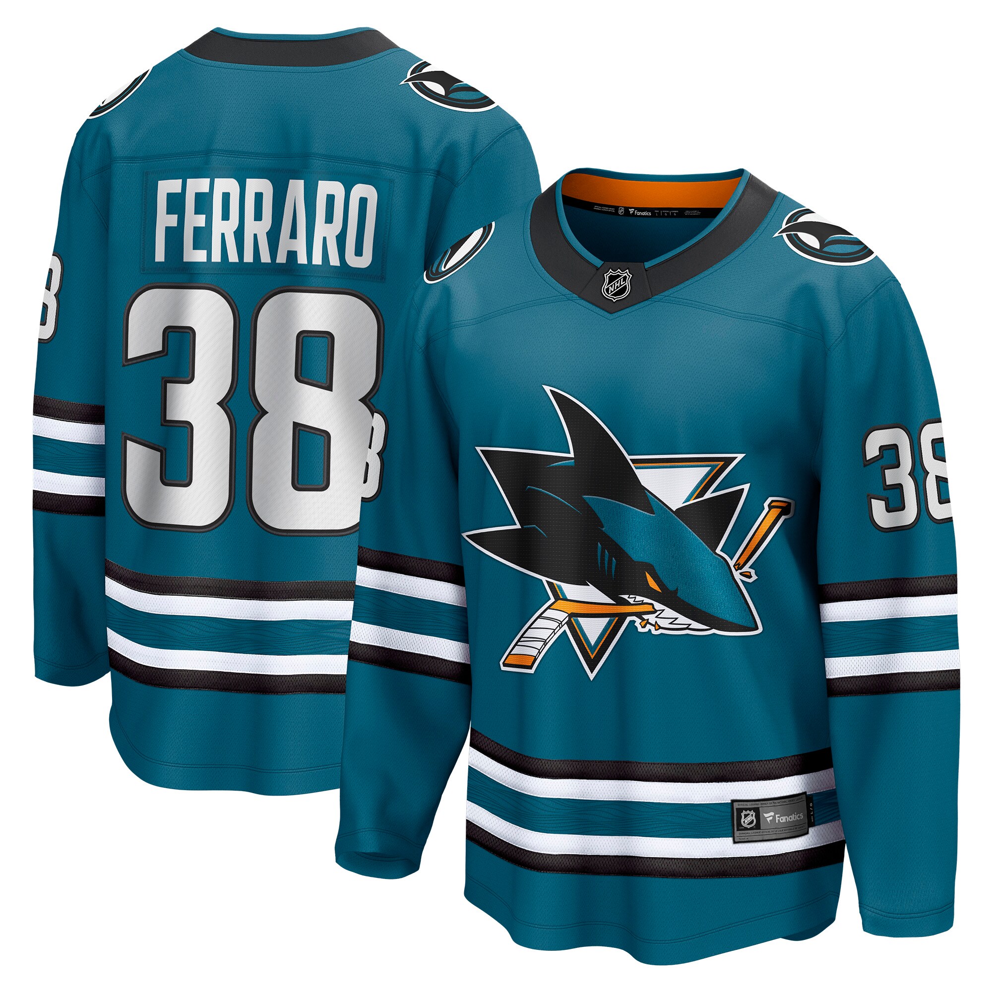 Mario Ferraro San Jose Sharks Fanatics Home Breakaway   Jersey – Teal