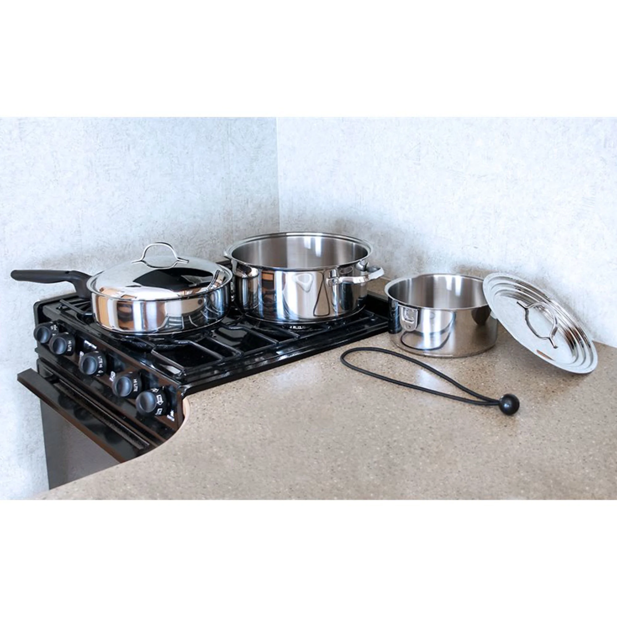 Camco Premium Ceramic Nesting Cookware Set- Non Stick Pans and Pots with Removable Handles, Space Efficient Excellent for RVs and Compact Kitchens, 7-Piece Set (43920)
