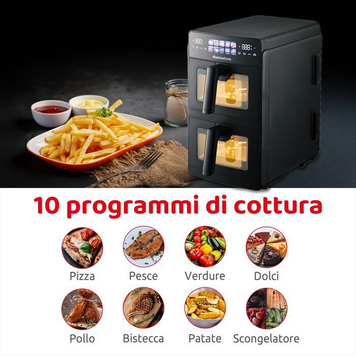 MELCHIONI FAMILY - Friggitrice ad Aria 10L 2600W GIULIA-Nero / Pastica