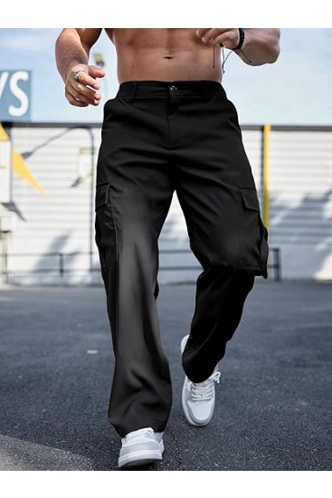 Mens Casual Cargo Pants Baggy Straight Leg