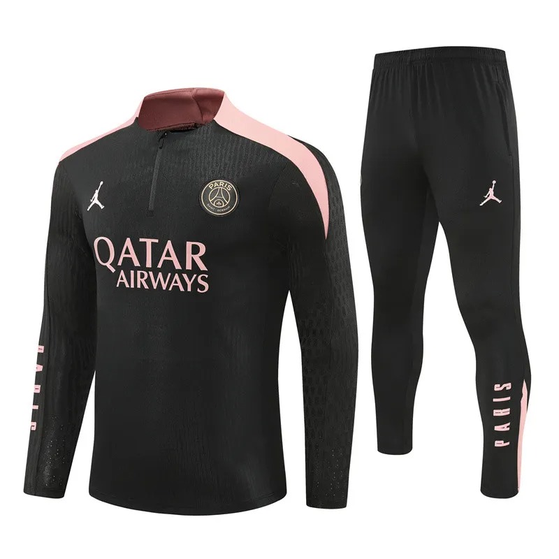 2024/2025 Psg Paris Saint-Germain Half-Pull Training Suit Black-Pink Jersey 1:1 Thai Quality