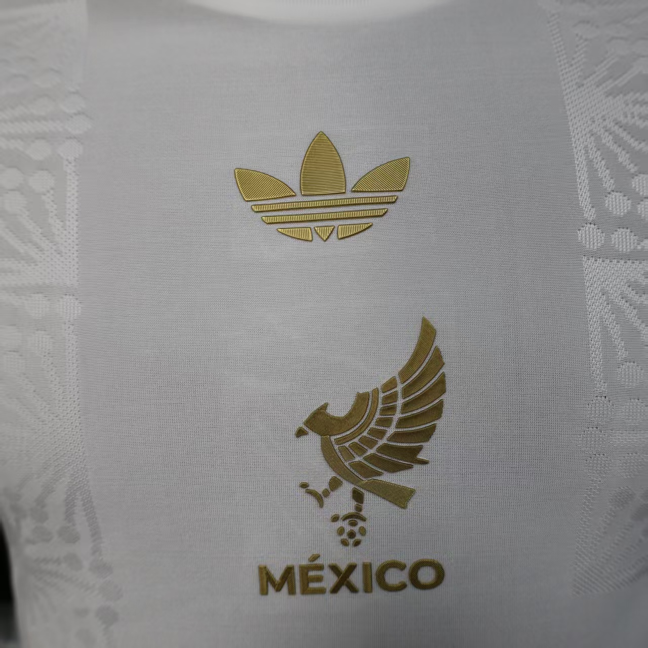 2025-26 Mexico White and Gold Long Sleeve Jersey - Player Edition