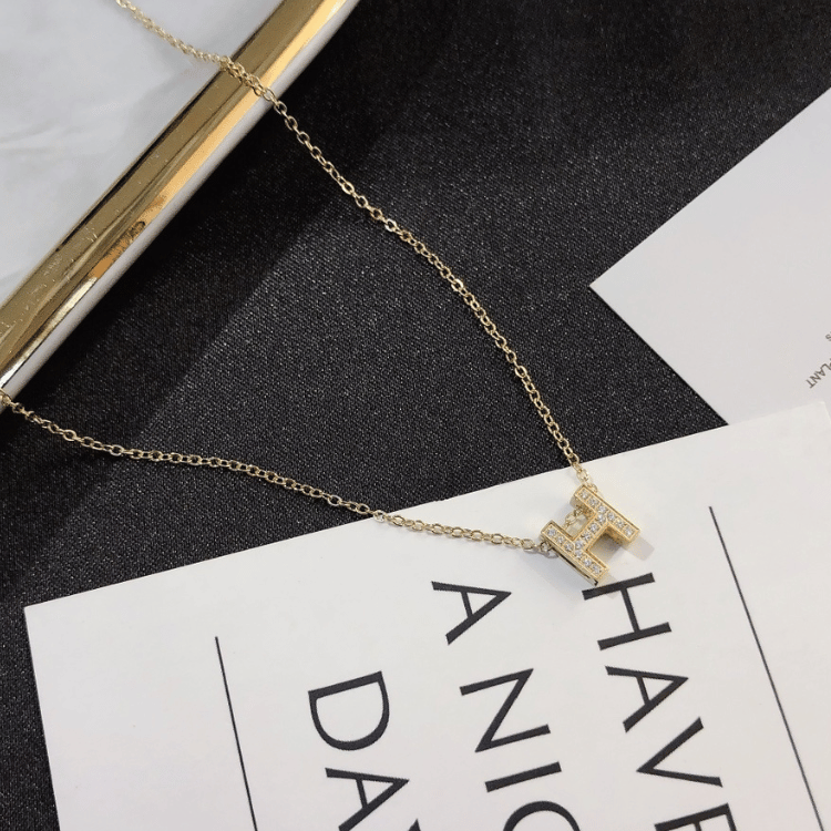 Hermès H Pendant Necklace Gold-Tone