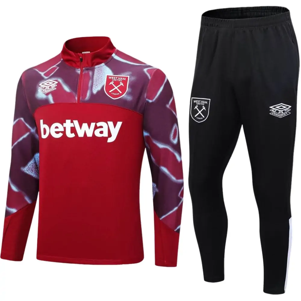 2022/2023 West Ham United Half-Pull Training Suit Red Football Shirt 1:1 Thai Quality Set