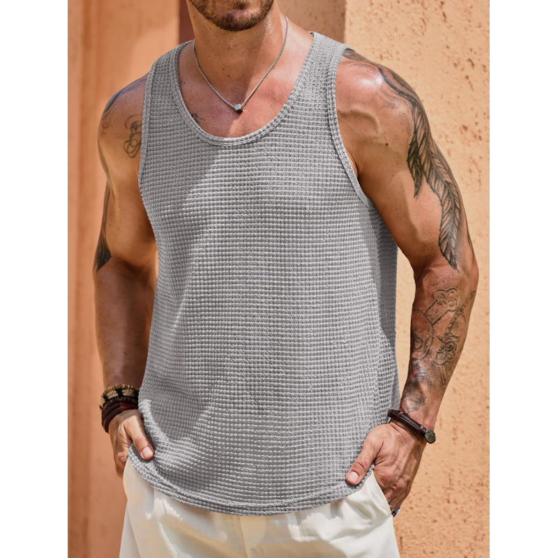 Men's Hollow Out Tank Top Vacation Summer See