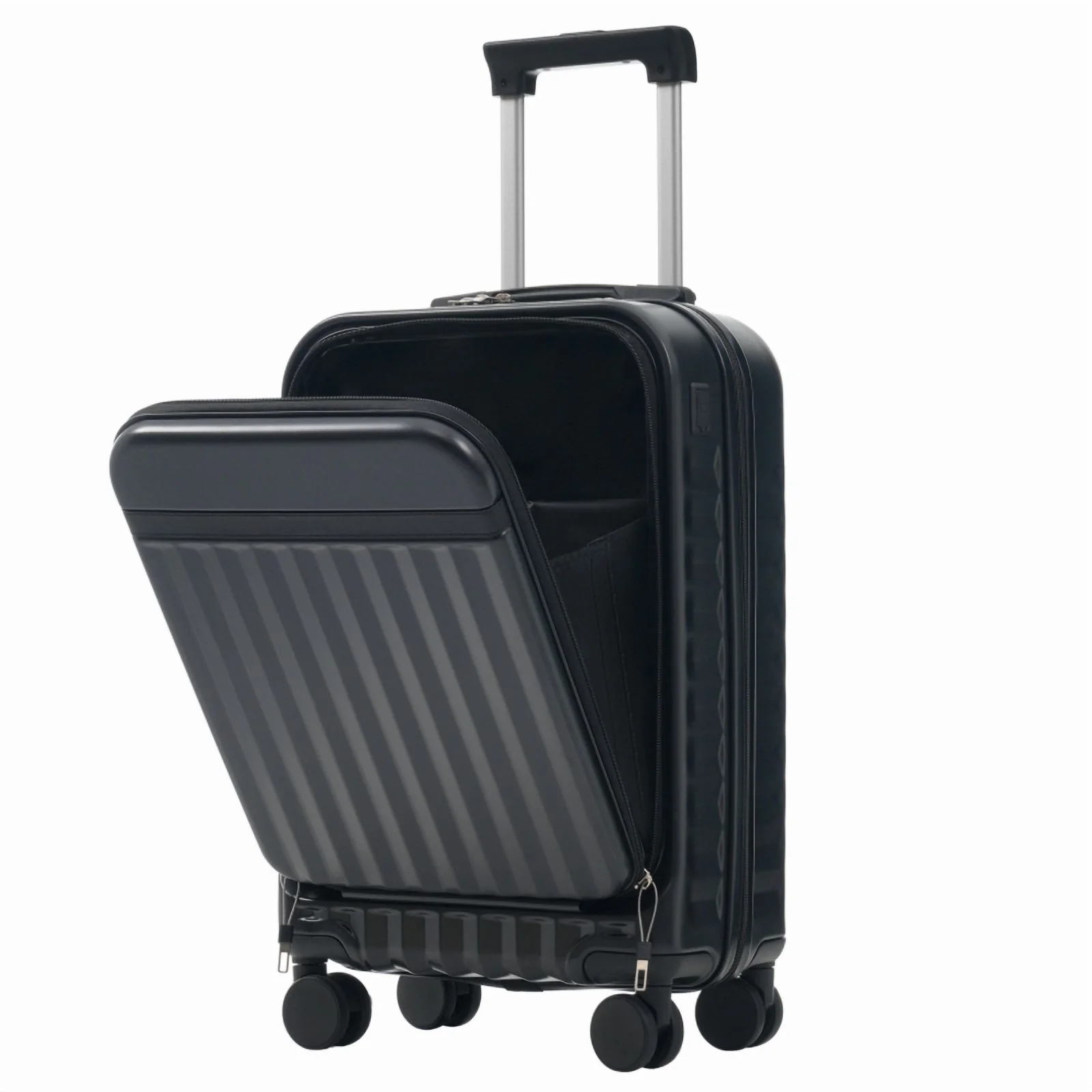 Front Opening Luggage Set 3 Piece, Hardside Carry on Suitcase with USB Port, Expandable Luggage with Handle Bag Spinner Wheels TSA Lock