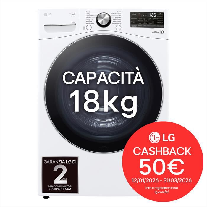 LG - Asciugatrice RH18U8AVCW 18Kg Classe D-Bianco