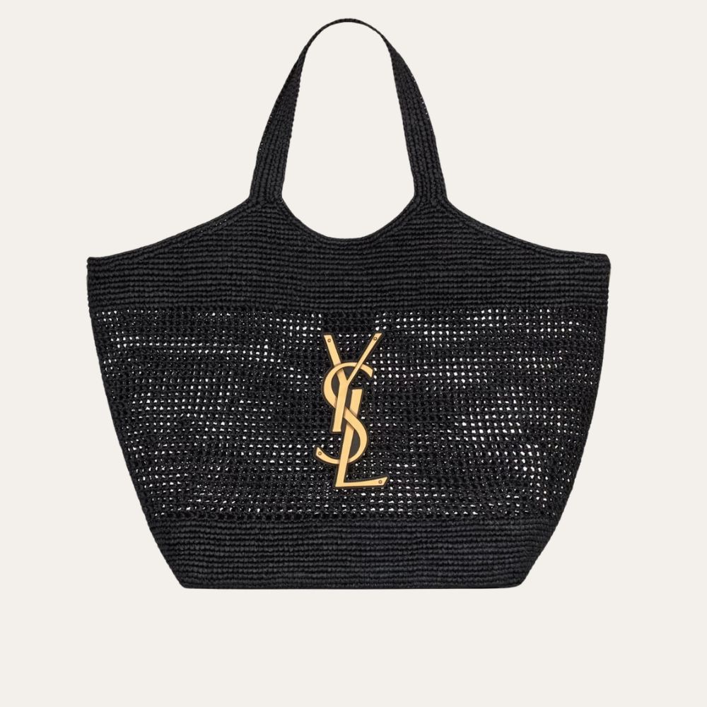 Saint Laurent Icare In Raffia Black 17.7 Inches 772191GAAFM1000