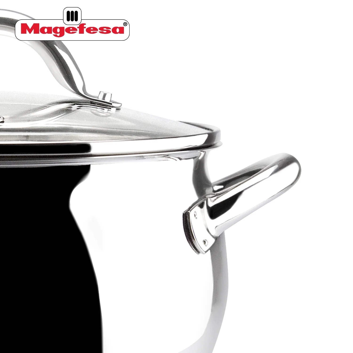 Magefesa Kuchen 9-Piece Stainless Steel Cookware Set, Includes Four Pots and a Frying Pan with Glass Lids and Ergonomic Handles, Suitable for All types of Stovetops including Induction