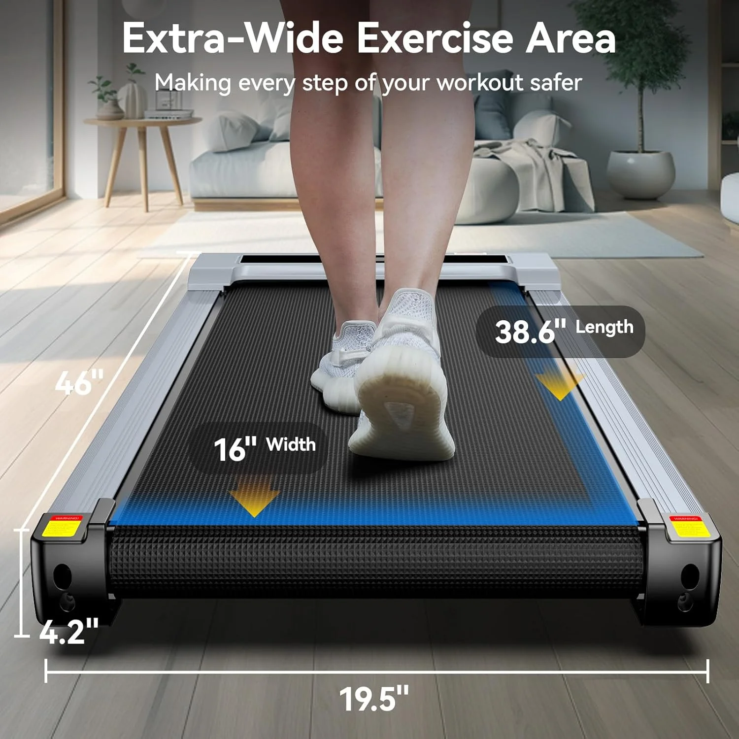 TOSSFD Treadmill Walking Pad with 6% Incline,2.5HP Under Desk Treadmill, Jogging Running Machine for Home Office X301