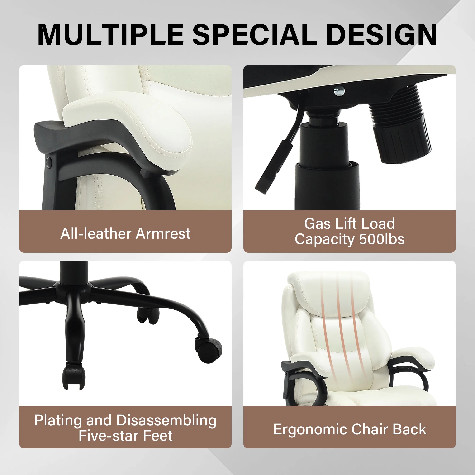 JONPONY Big and Tall Office Chair 500LBS Wide Seat Ergonomic Computer Desk Chair High Back Executive Leather Chair Adjustable Task Chair Lumbar Back Support 8 Hours Heavy Duty Design,Black