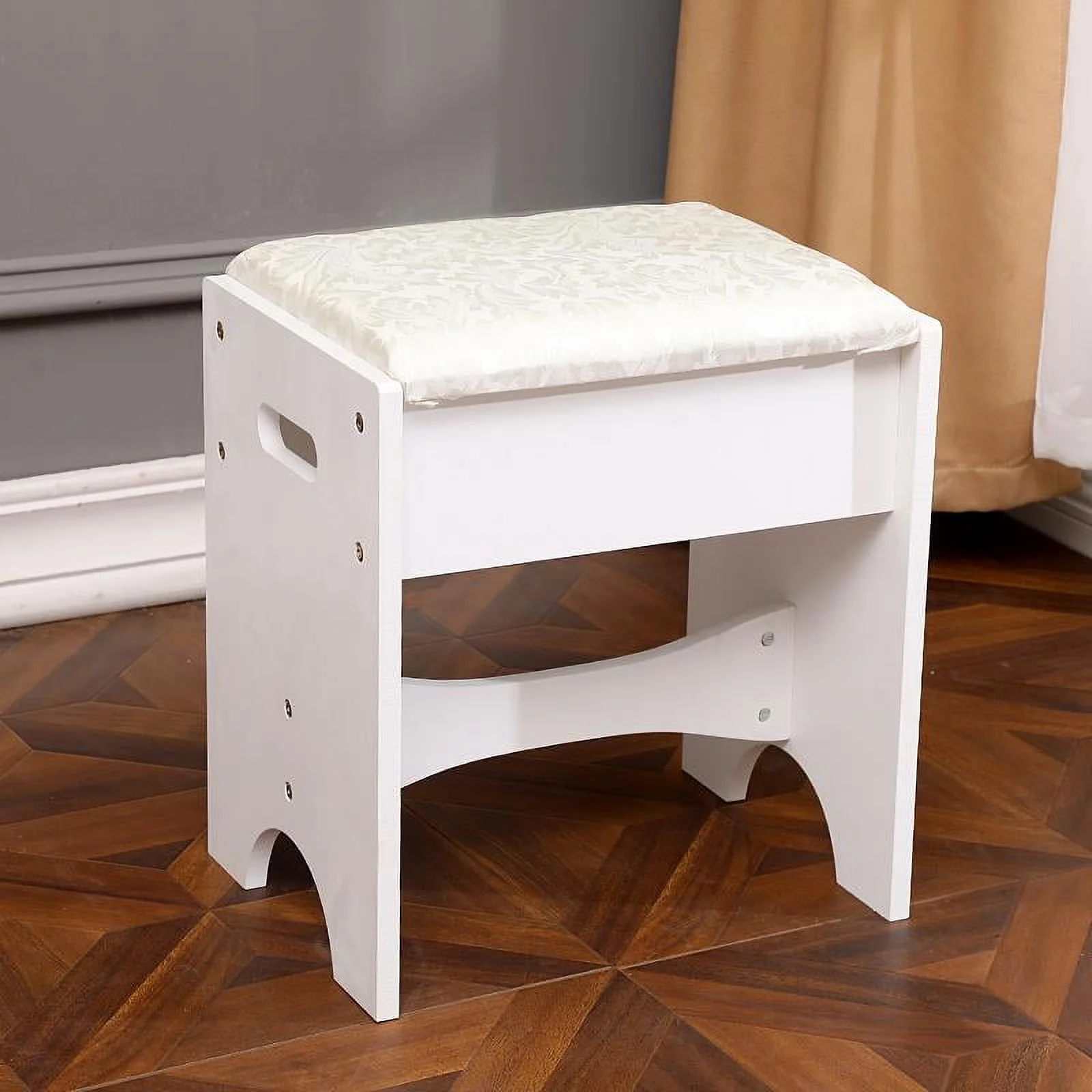 Ktaxon Vanity Set,Flip-top Mirror Dressing Table Makeup Vanity Table Writing Desk with 2 Drawers and Stool, White