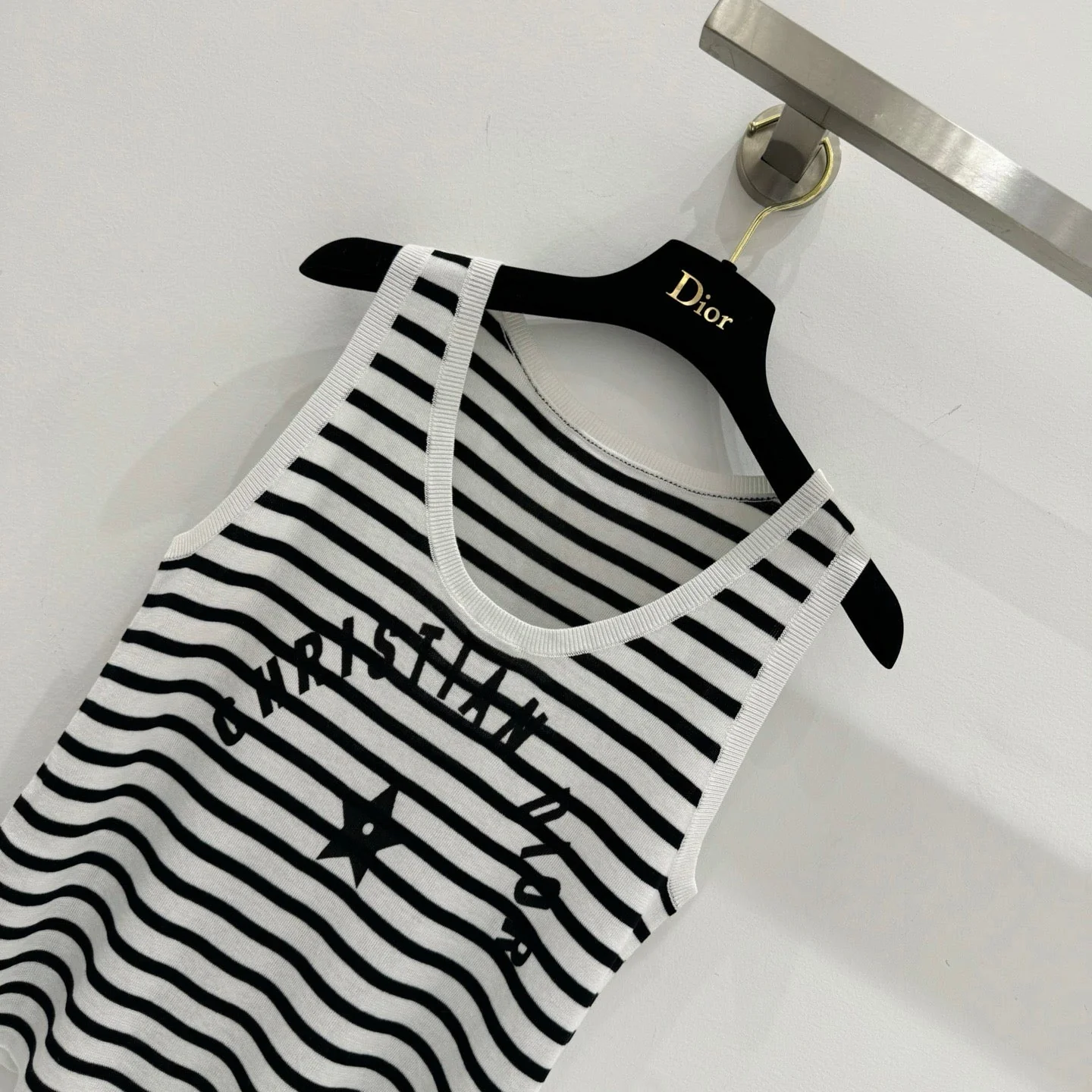 Navy Striped Happy Star Knit Vest Top