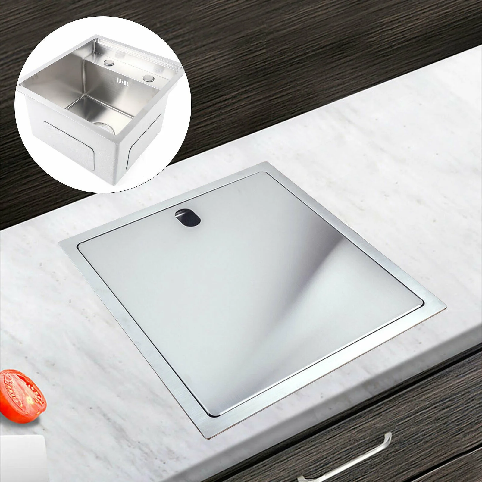 Hidden Kitchen Sink Stainless Small Size Single Bowl Bar Sink with Folding Faucet