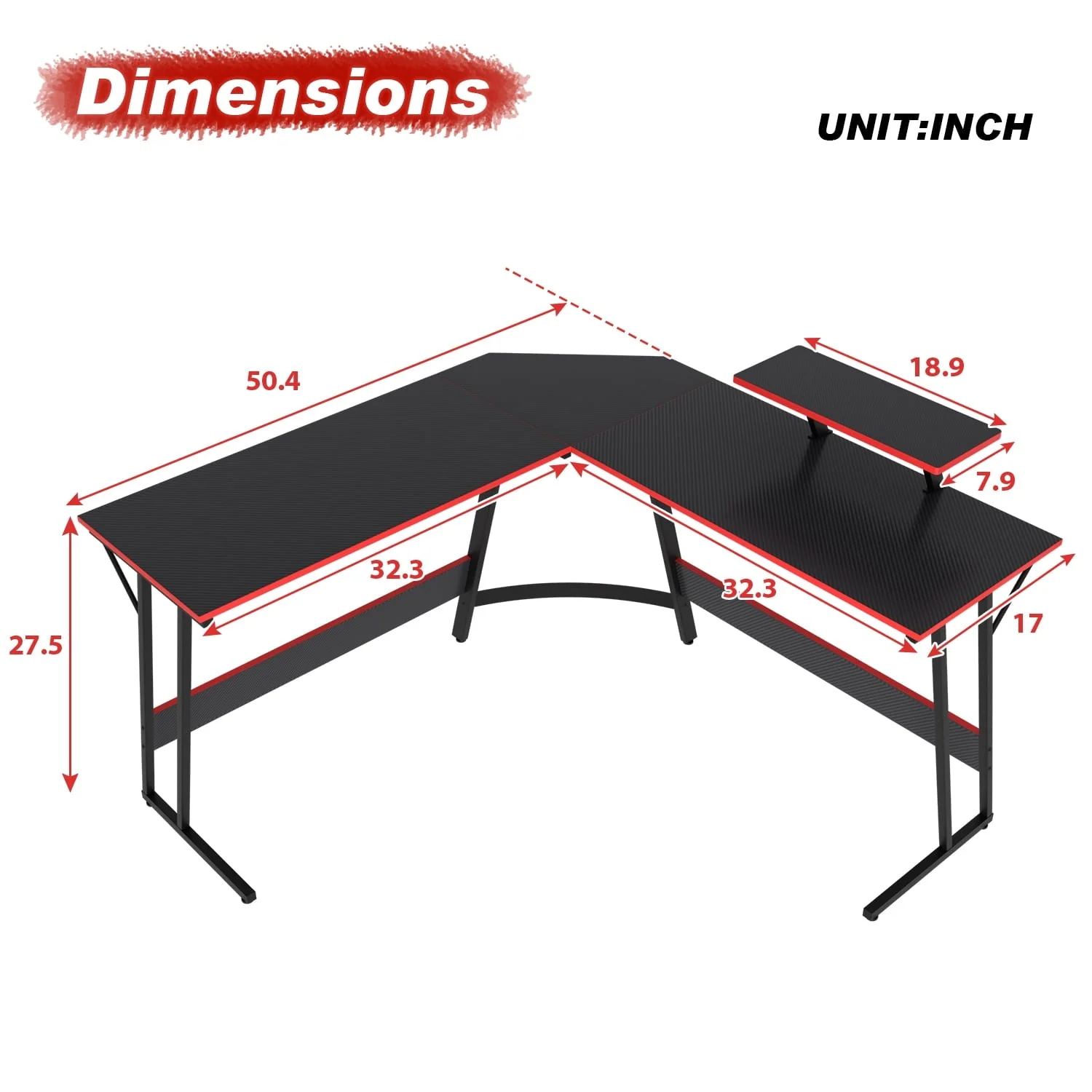 YRLLENSDAN  L Shaped Computer Desk, Corner Desk Gaming Table Computer Desk L Shaped Desks Gaming Desks with Large Desktop for Home Office, Black