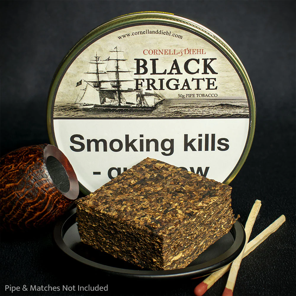 Cornell & Diehl Black Frigate Plug Pipe Tobacco (Rum) - 50g Tin