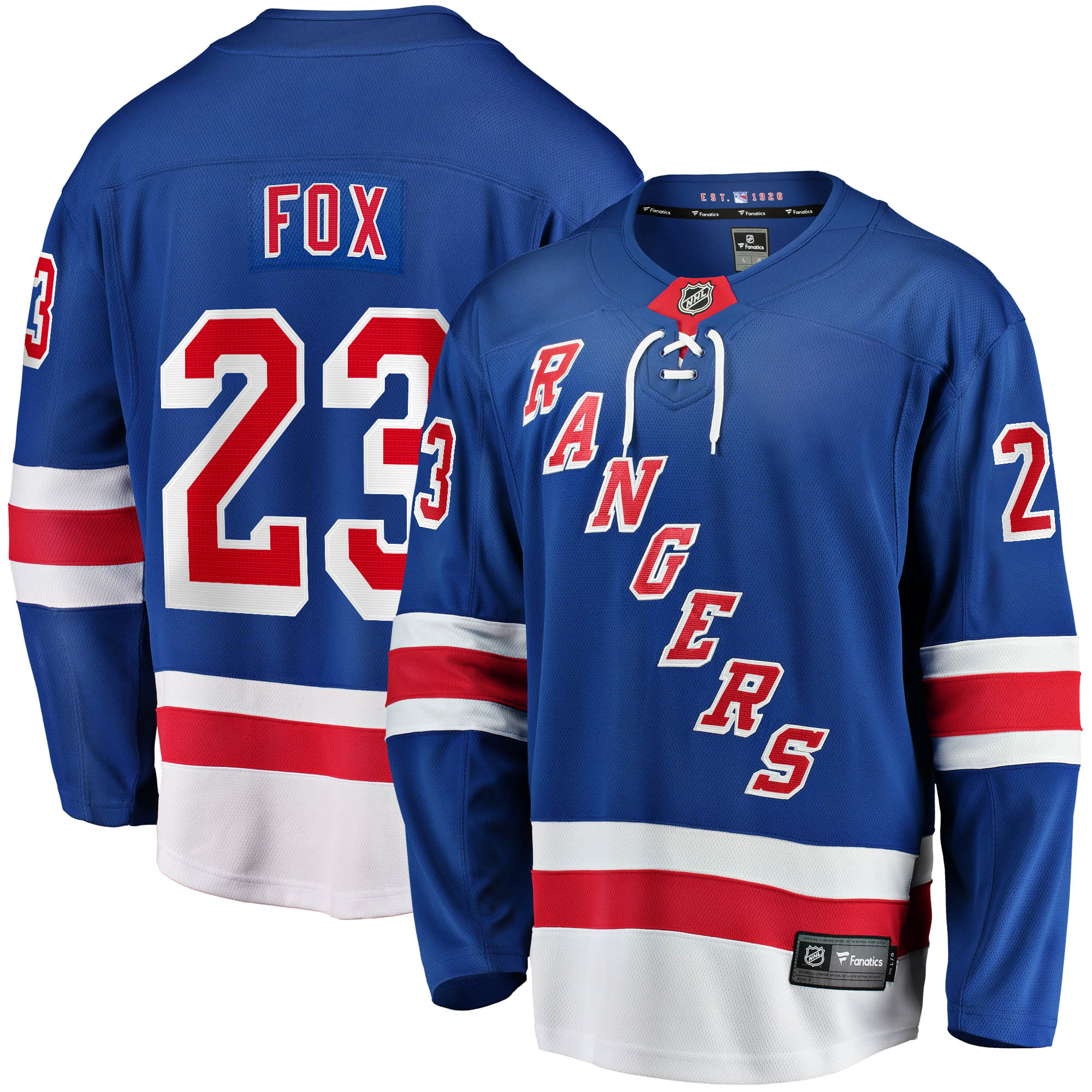Adam Fox New York Rangers Fanatics Home Breakaway Replica Jersey – Blue