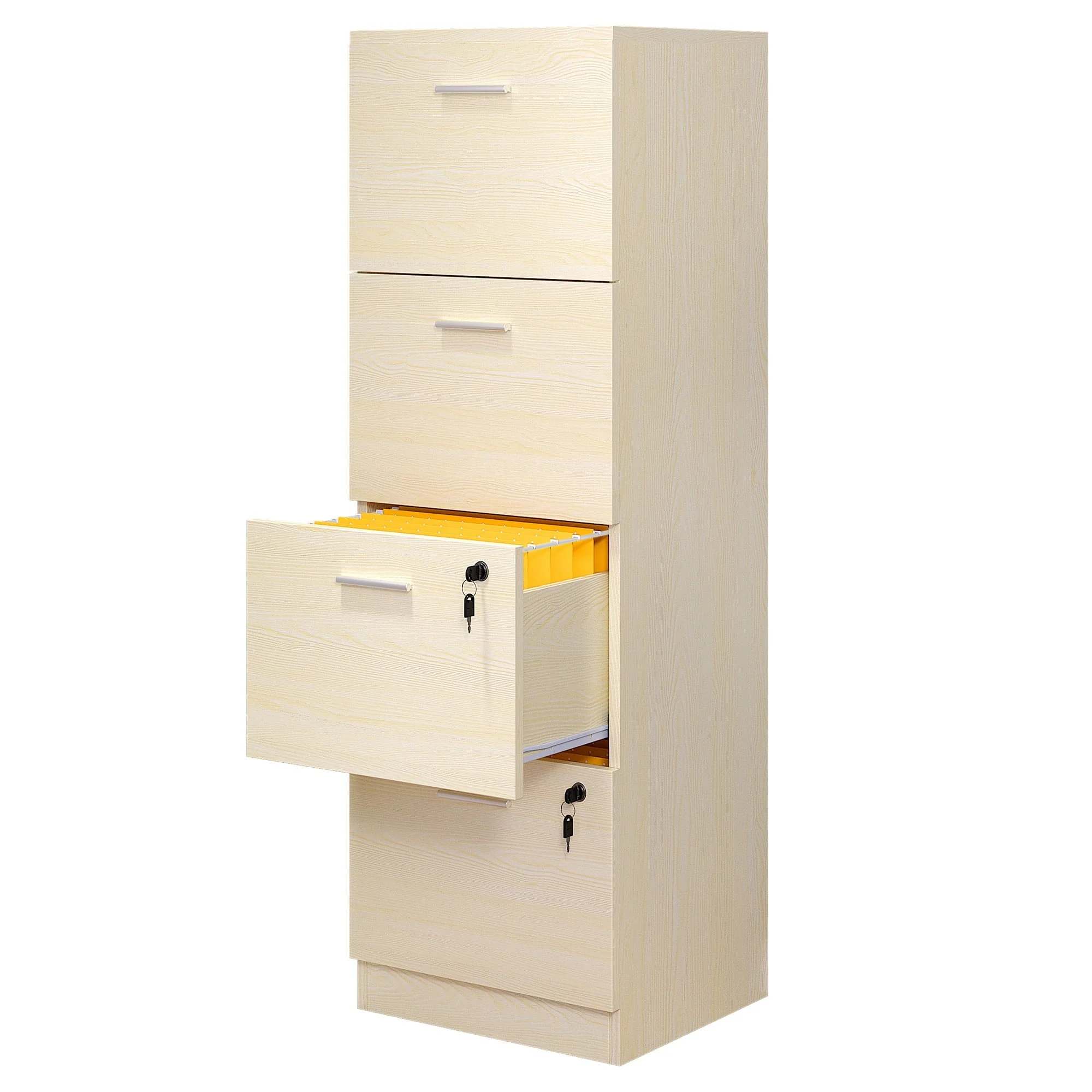 DEXTRUS 4-Drawer Wood File Cabinet with Lock, 15.86