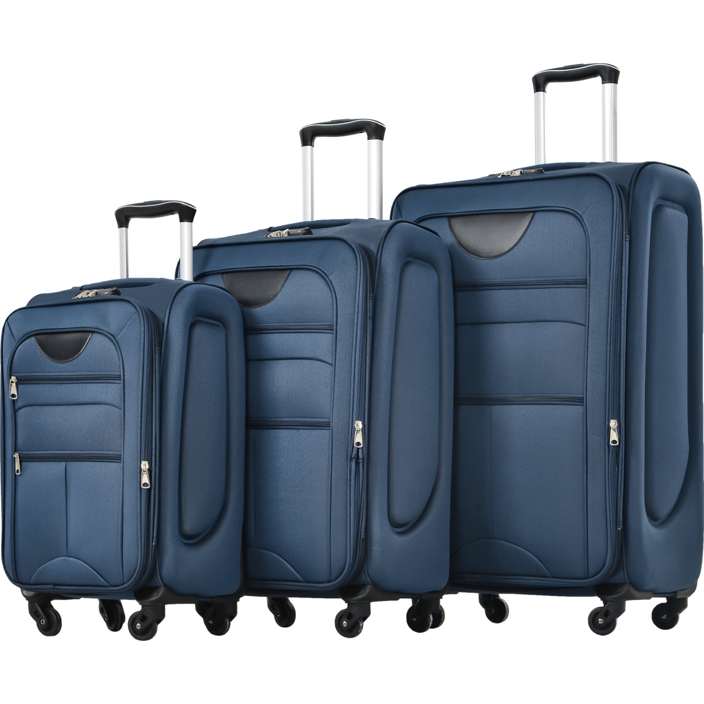 Expandable Softside Luggage Sets 3 Piece,Upright Spinner Suitcases with Wheels,Lightweight Carry on Luggage Travel Set,Green