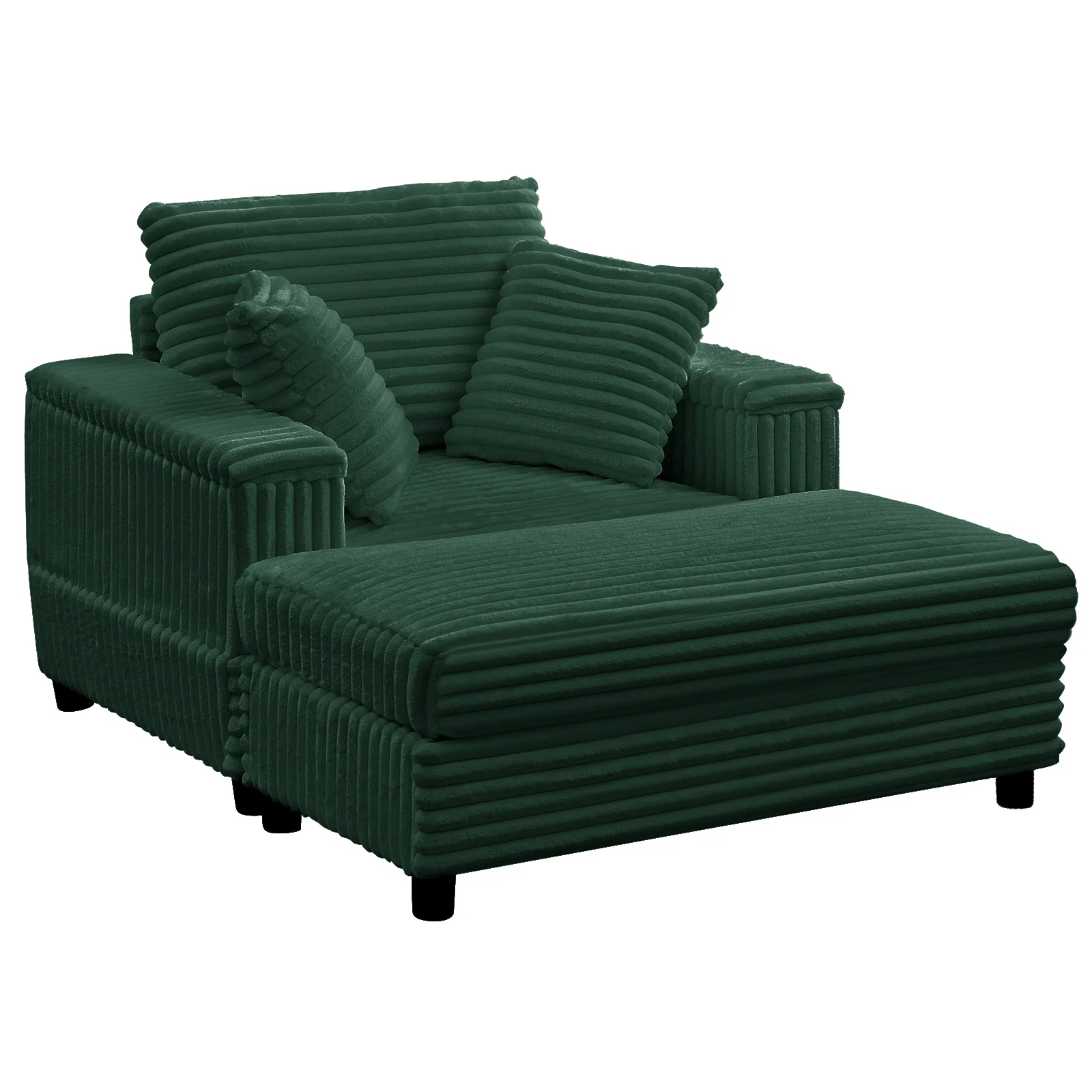 Mjkone Oversized Accent Chair?with Ottoman for Living Room, Single Indoor Lounge Sofa Armchair with Storage Armrests,Green