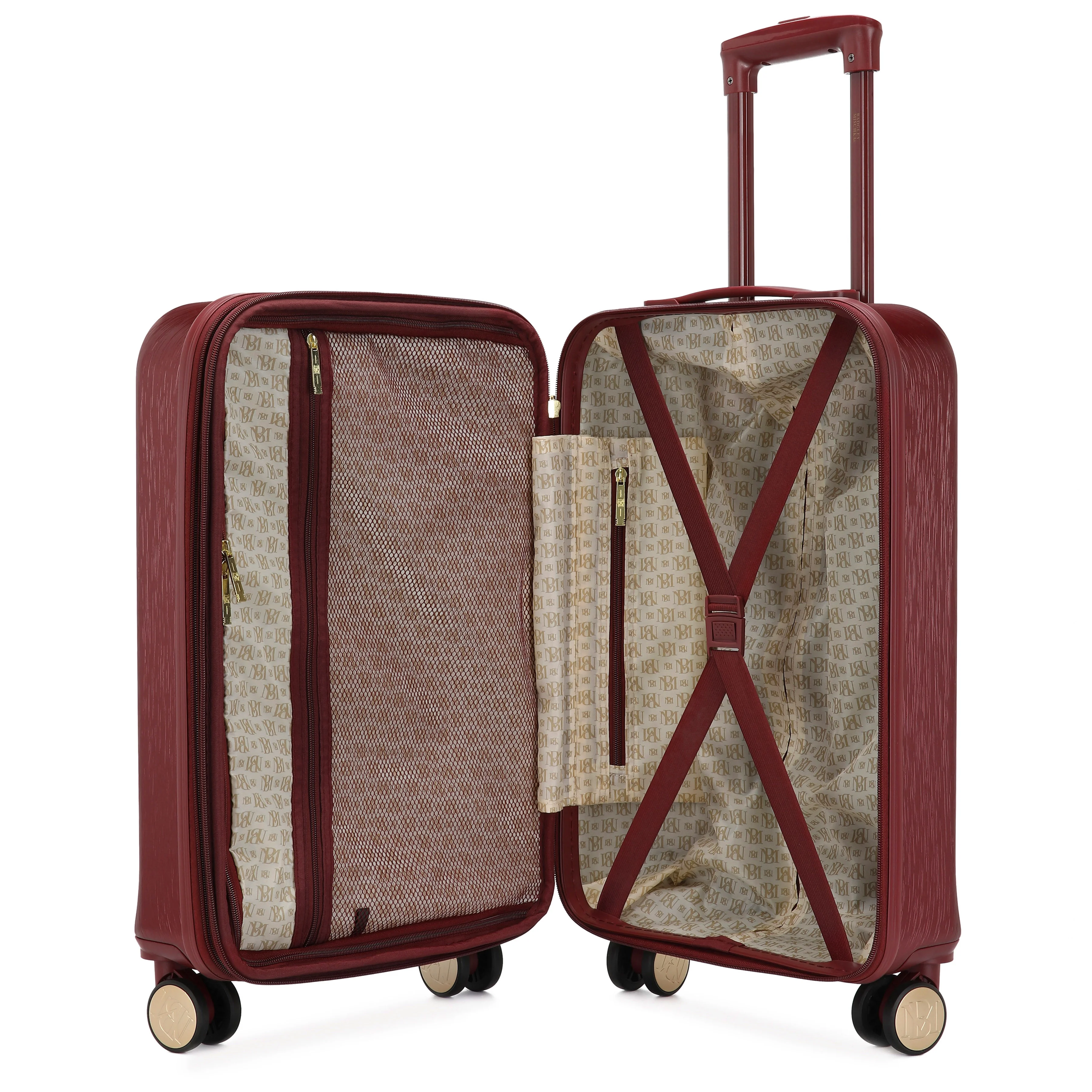 BADGLEY MISCHKA Diamond 3 Piece Expandable Luggage Set (Burgundy)