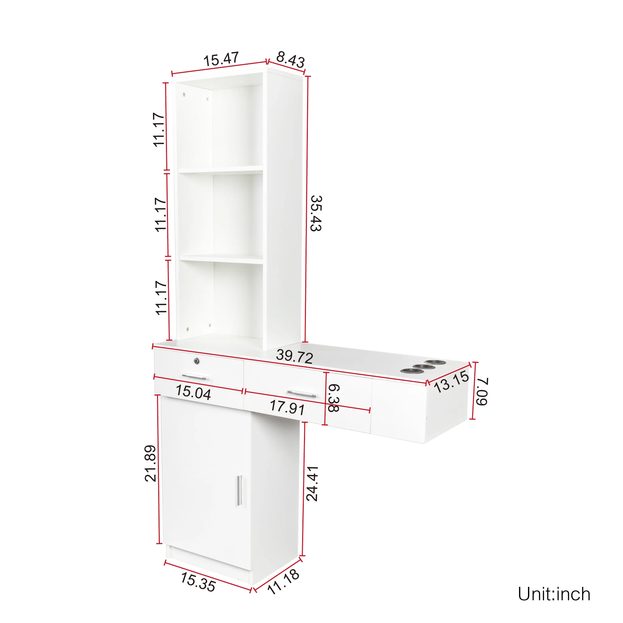 Modern Vanity Desk with Lights Makeup Vanity Dressing with Mirror Large Storage Space White