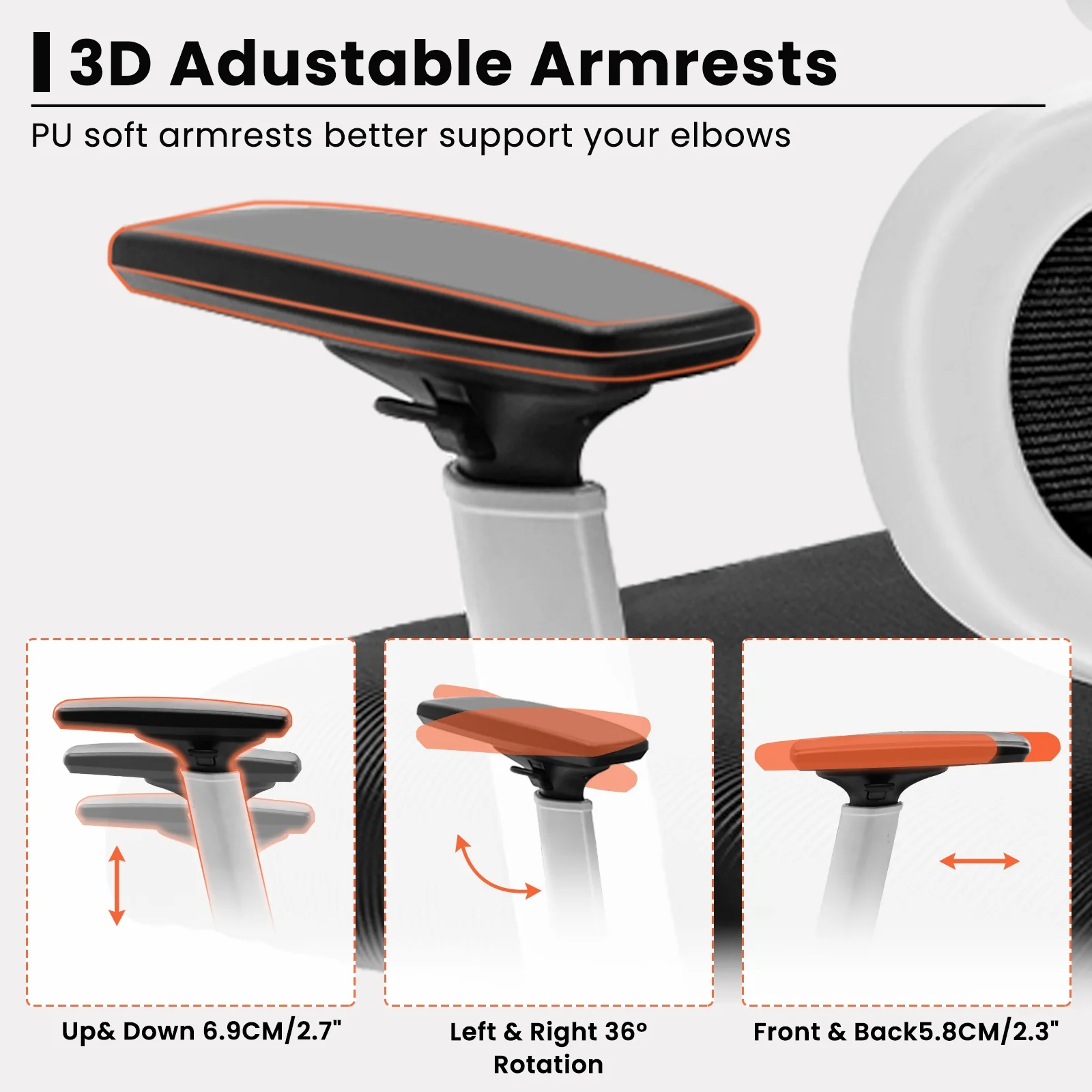 COOLHUT Ergonomic Office Chair, High Back Adjustable Computer Desk Chair with Lumbar Support, 500lb, Black