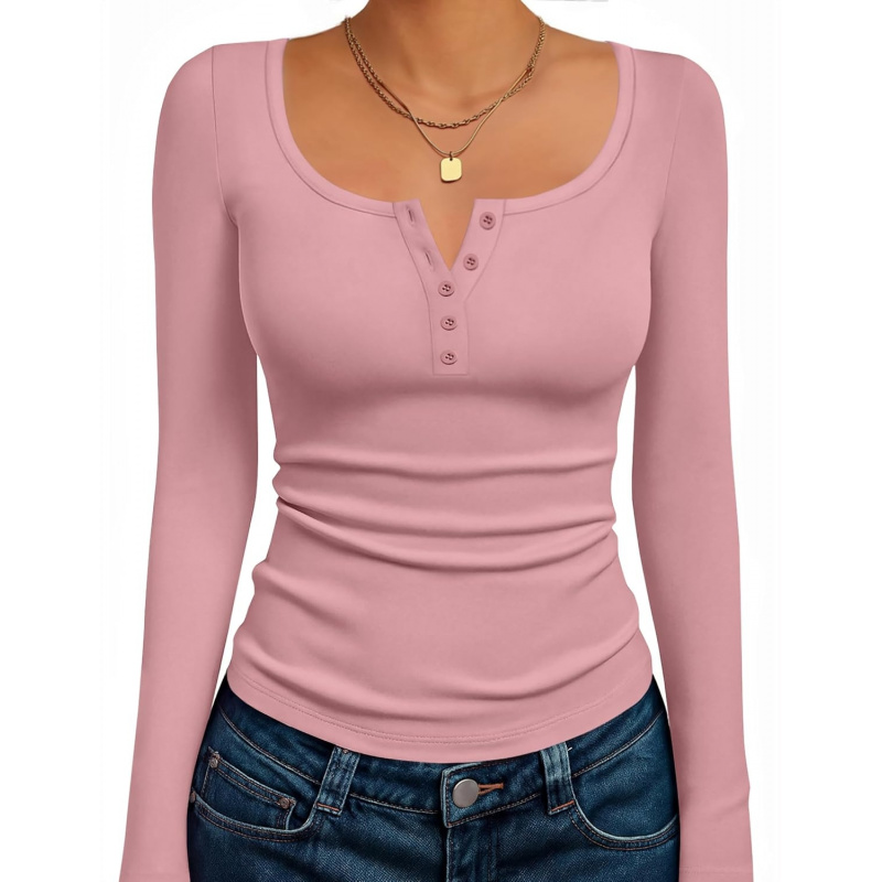 Women's Long Sleeve Henley T Shirts