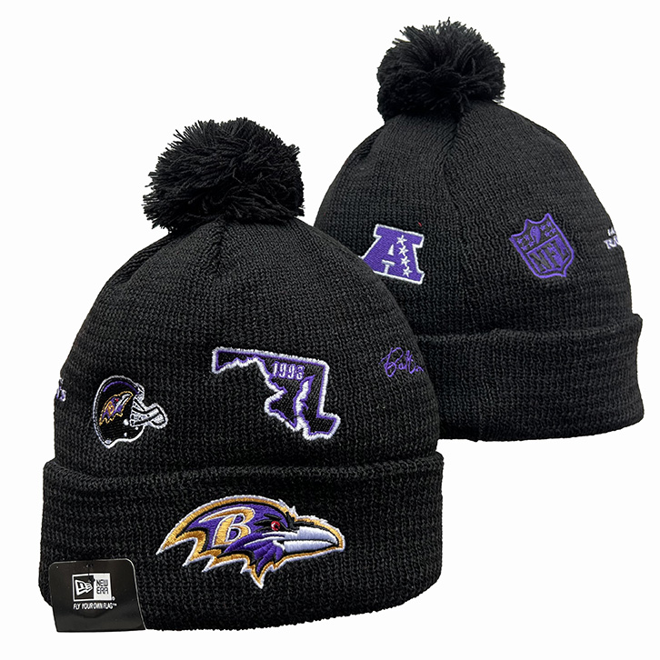 Baltimore Ravens Cuffed Knit Hat with Pom
