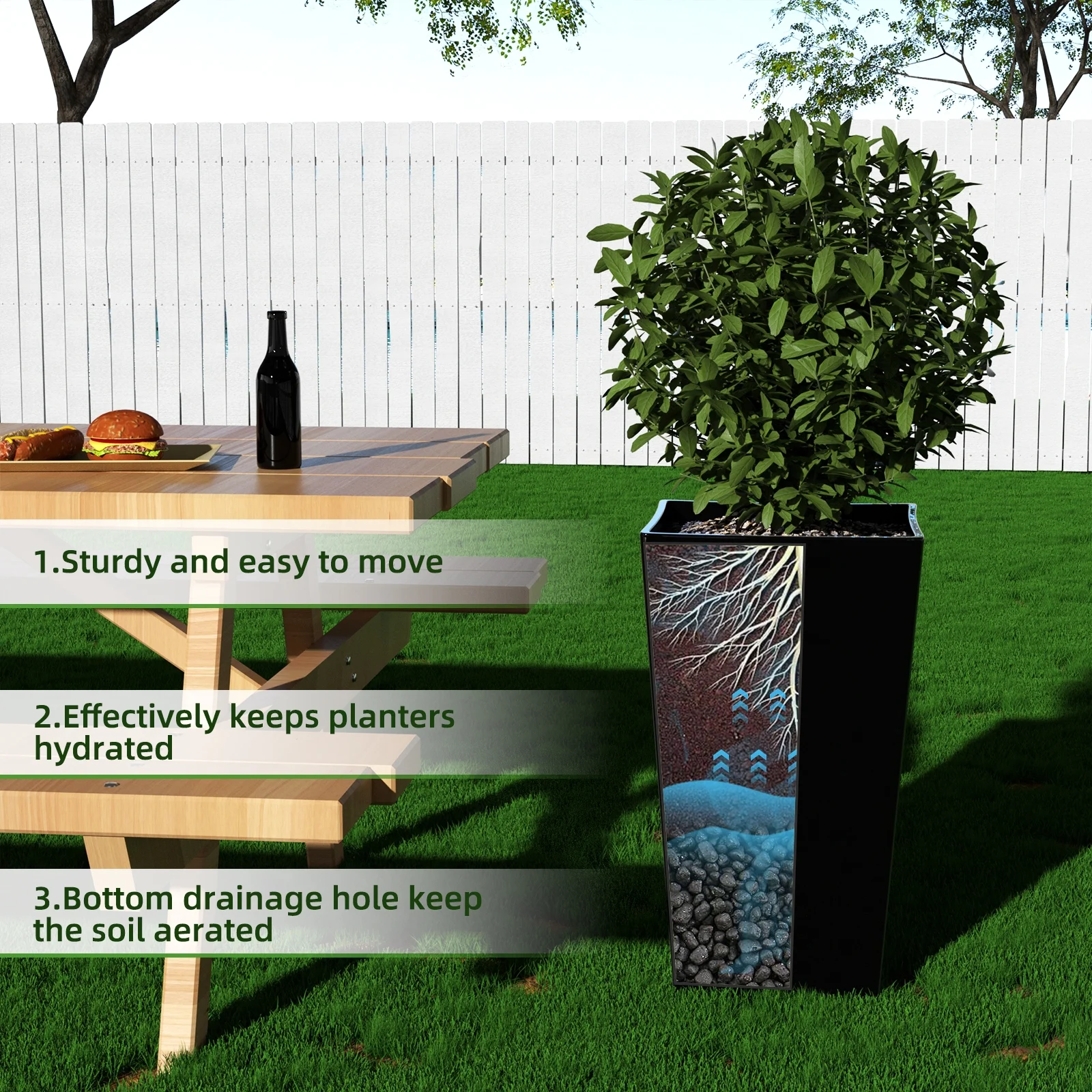 QCQHDU Large Planters for Outdoor Plants Flower Pots Set of 2,Tall Planters for Outdoor Plants,21 inch Outdoor Planters for Front Porch Planters��White��