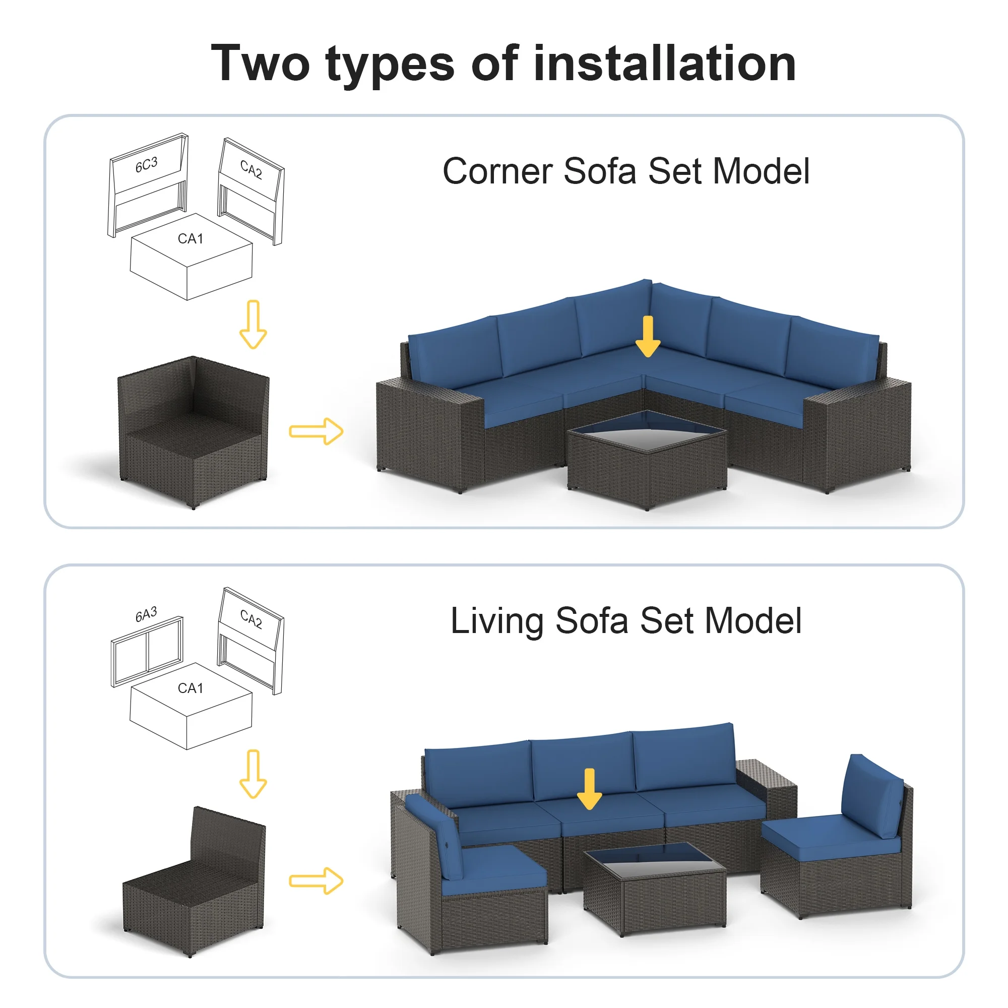 8 Piece Patio Furniture Set with 42