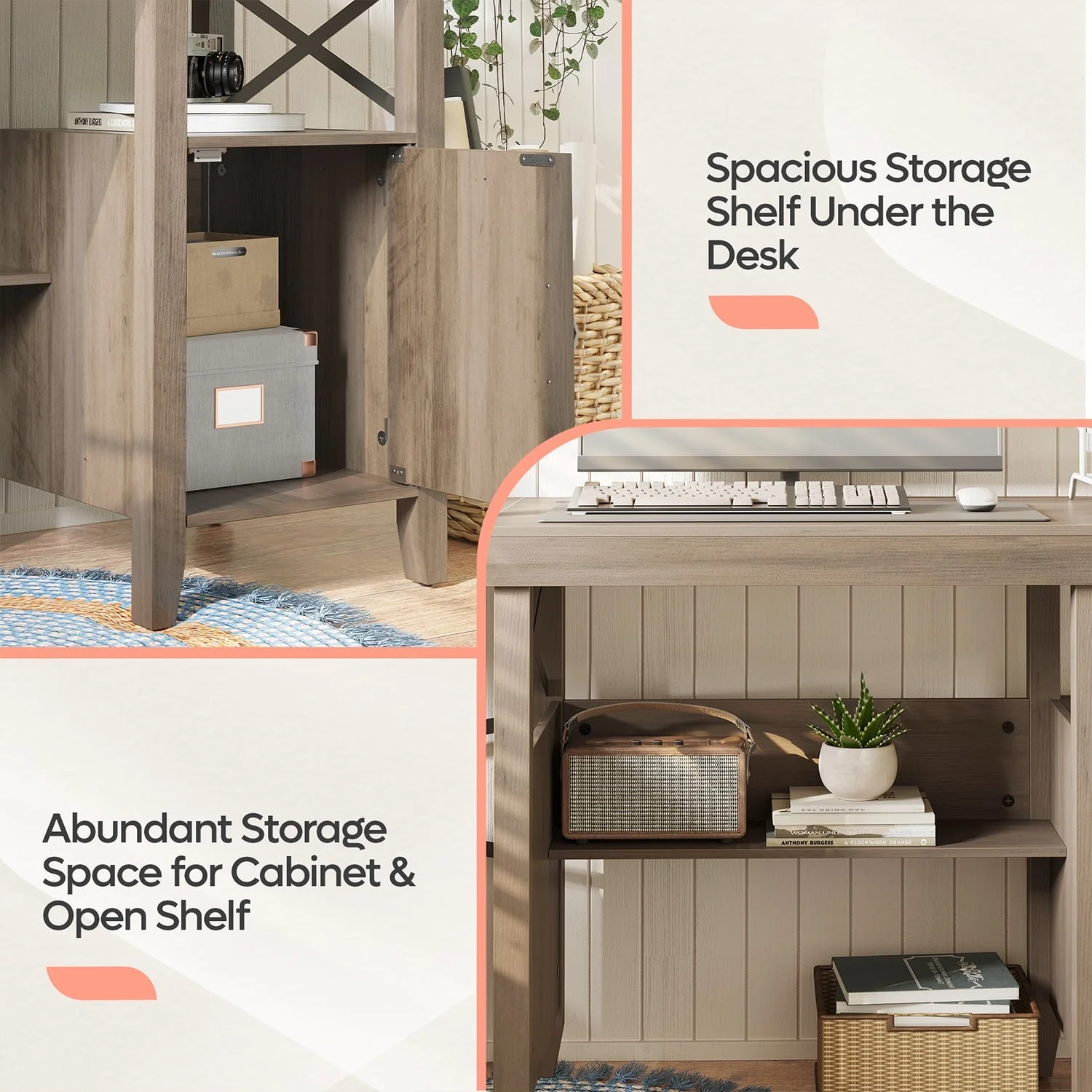 Bestier Farmhouse L-Shaped Computer Desk 60