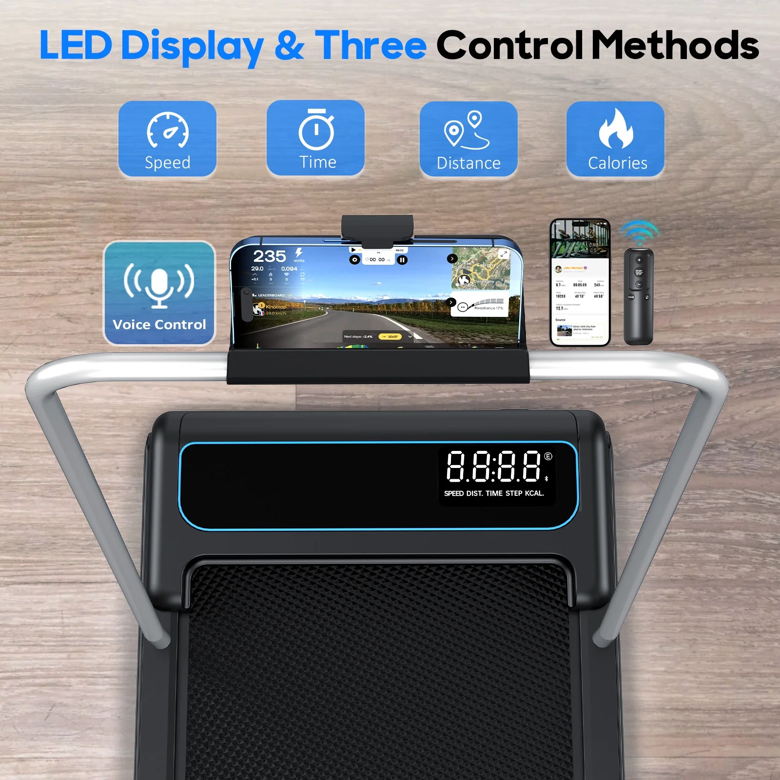 YZRUN Walking Pad, 2.5 HP Treadmills for Home Small with Handles, 5 MPH Under Desk Treadmill Walking Pad, 265 LBS
