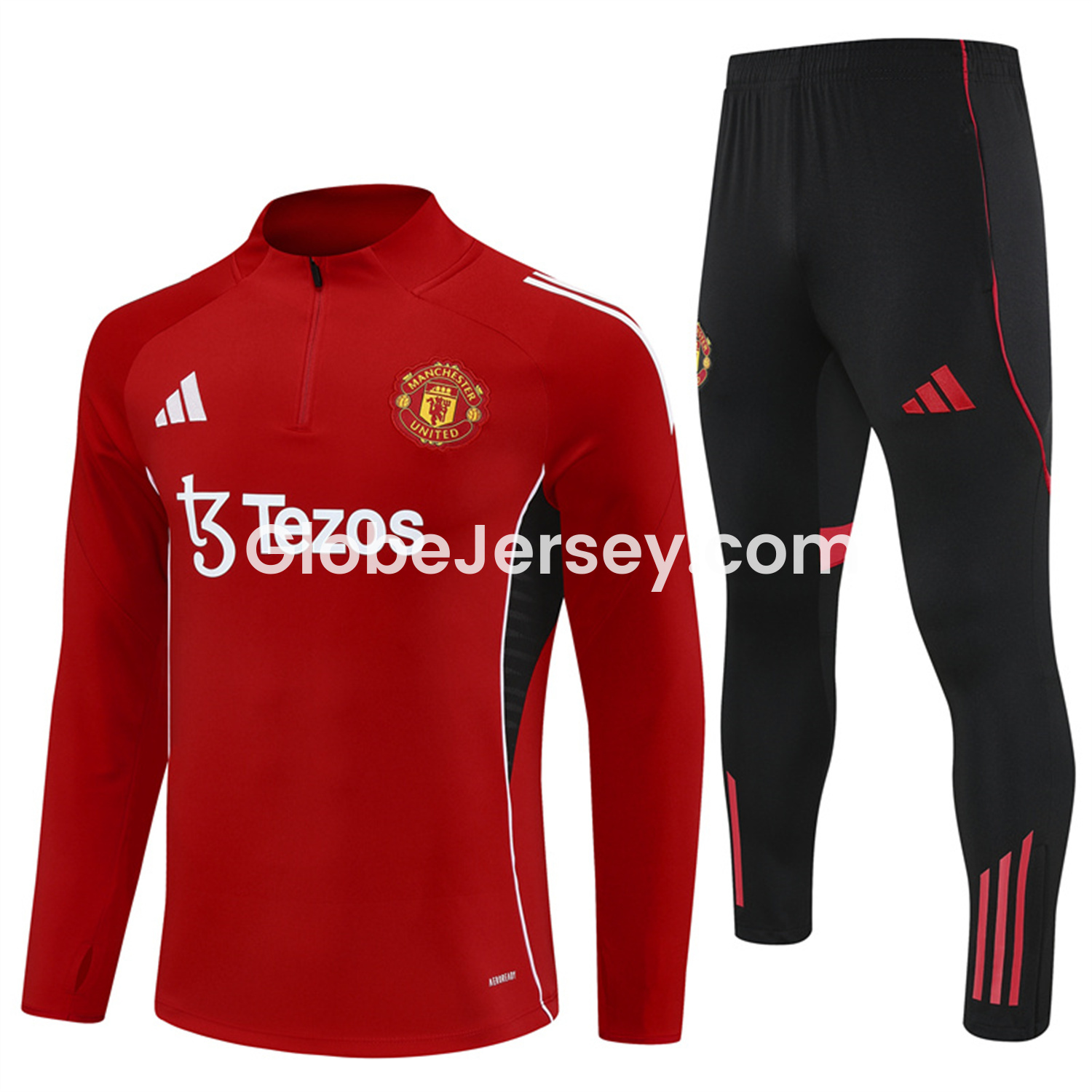 Manchester United 25-26 Long Sleeves Training Set - Red Top & Black Pants