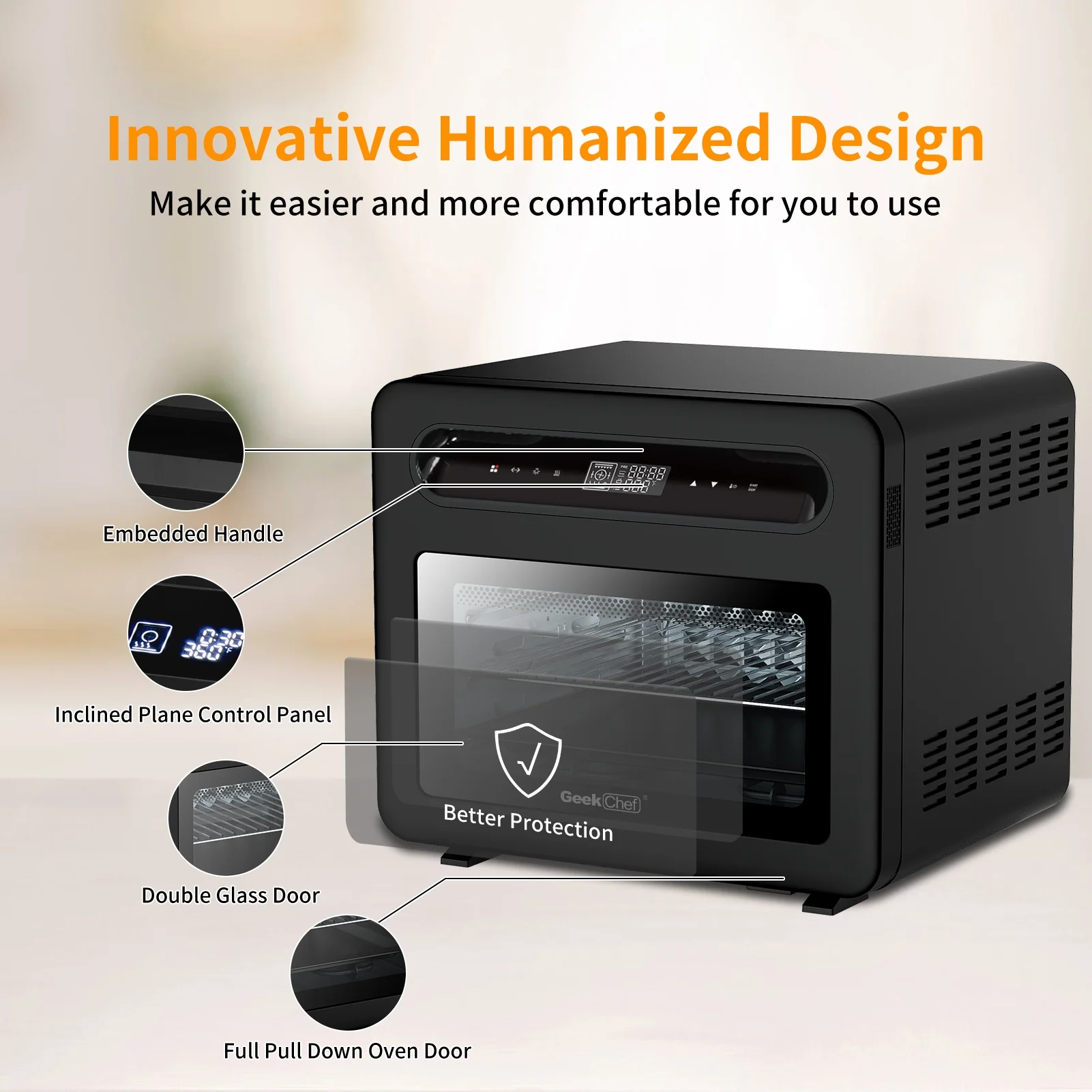 Smart Pizza Oven Air Fryer Kitchen Food Processor Baking Electric Oven Grill Pan Toaster