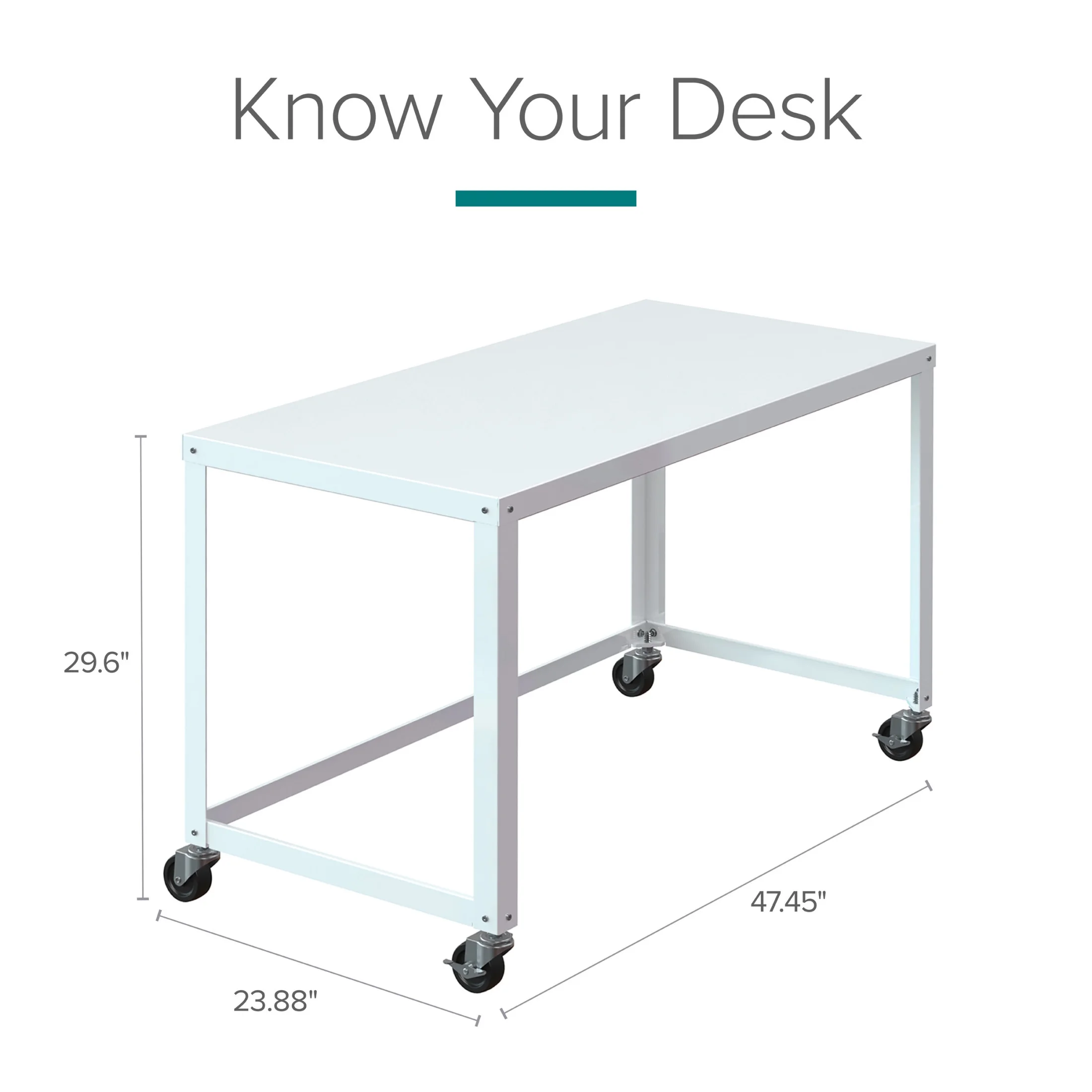 Space Solutions Ready-to-Assemble 48-inch Wide Mobile Metal Desk for Home Office, Navy