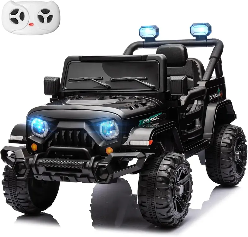 12V Kids Electric Ride-On Truck — Remote-Controlled. Twin 35W Motors. 3.5 MPH Max Speed. Bluetooth Speaker. LED Lights. Safety Belt